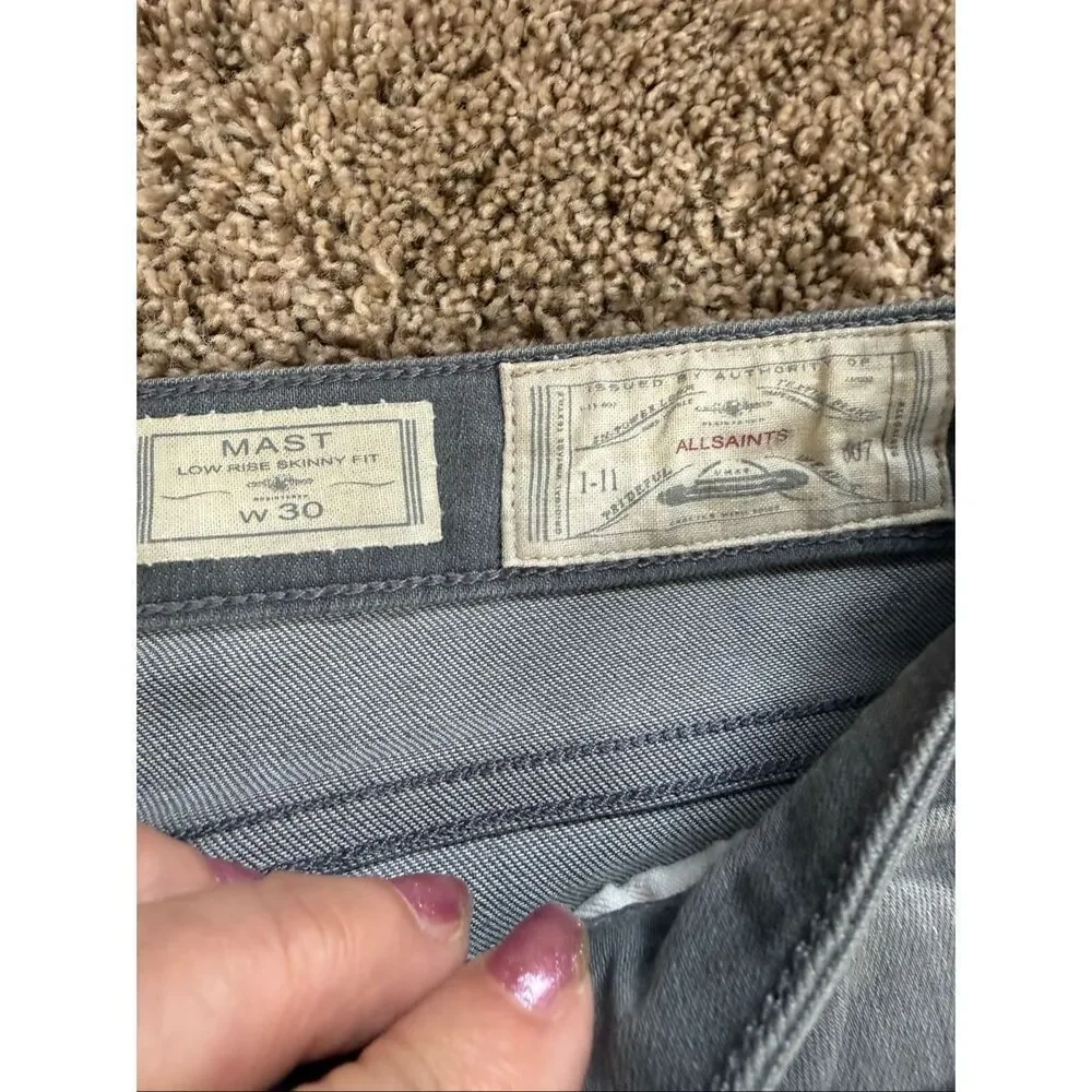 AllSaints MAST Low Rise Skinny Fit Gray Wash Jeans Men’s W30